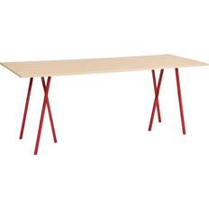 Hay Loop Stand Maroon Red/Clear lacq. Oak Dining Table 250x92.5cm