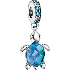 Pandora Murano Sea Turtle Dangle Charm - Silver/Blue/Transparent