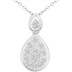 Diamond Necklaces T.H.Baker Double Teardrop Necklace - White Gold/Diamonds