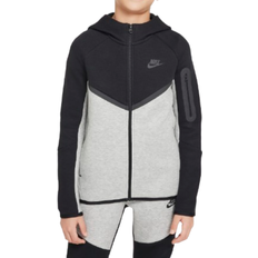 NIKE Big Kid's Sportswear Tech Fleece Full Zip Hoodie - Dark Grey Heather/Black/Black/Black (HV5867-064)