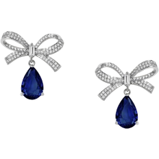 Jon Richard Bow Earrings - Silver/Saphire/Transparent