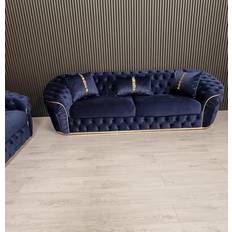 MDF Sofas B&Q Ambassador Dark Navy Sofa 245cm 3 Seater