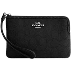 Coach Corner Zip Wristlet In Signature Jacquard - Non Leather/Silver/Black