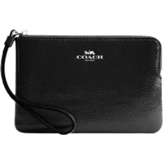 Coach Corner Zip Wristlet - Novelty Leather/Silver/Black