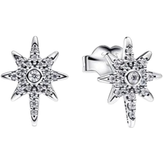 Pandora Sparkling North Star Stud Earrings - Silver/Transparent