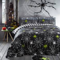 Bedlam Glow In the Dark Halloween Spider Web Påslakan Multifärgad (200x200cm)
