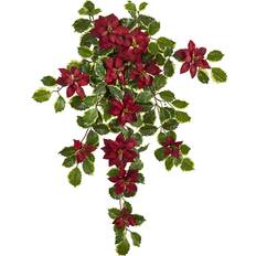 Iron Decorations Nearly Natural Faux Poinsettia Holly Plant Red/Green Decoration 76.2cm 2pcs