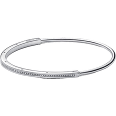 Pandora Signature I D Pavé Bangle - Silver/Transparent