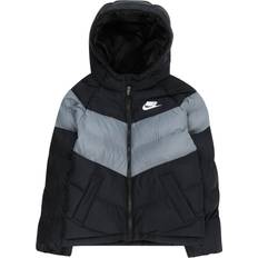 Daunenjacken - Grau NIKE Older Kid's Sportswear Jacket with Hood - Black/Cool Grey/White (FN7730-013)