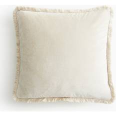 H&M Fringed Velvet Kissenbezug Beige (50x50cm)