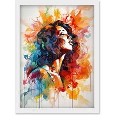 ARTERY8 Woman With Synesthesia Listening To Rainbow White Framed Art 21x29.7cm