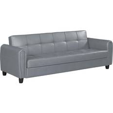 Leathers Sofas Visco Therapy Zinc 3 Seater Faux Leather Grey Sofa 82cm 3 Seater