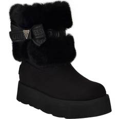 Guess Women Ankle Boots Guess Denla Cold Weather Faux Fur Cozy Booties - Black