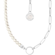 Weiß Schmuck Thomas Sabo Charm Necklace with Coin - Silver/White/Pearls