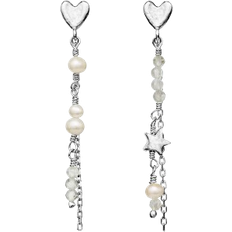 Månstenar Smycken Maanesten Silma Earrings - Silver/Moonstone/Pearls