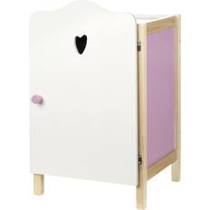 Bois Poupées et Maisons de Poupée Roba Armoire de Poupée Scarlett Rangement pour Vêtements et Accessoires de Poupées Bois Blanc Rose