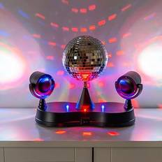 Disco ball ValueLights Disco Ball Colour Changing Spotlight Black Table Lamp 23.5cm