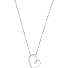 T.H.Baker Open Swirl Heart Necklace - Silver/Transparent