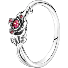 Joyería Pandora Anillo Rosa de La Bella Y La Bestia de Disney con Circonitas Cúbicas en Rojo