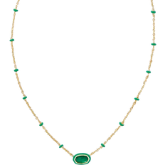 Enamel Necklaces Kendra Scott Mini Elisa Short Pendant Necklace - Gold/Green/Emerald