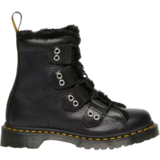 Zipper Boots Dr. Martens 1460 Faux Fur Lined Leather Lace-Up Boots - Black