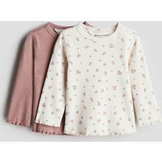 0-1M T-shirts Children's Clothing H&M Gerippte Baumwollshirts - Rosa