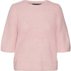 Dam - Rosa - Stickade tröjor Vero Moda Vmawsome 2/4 Oneck Pullover - Birch