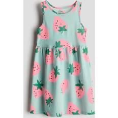 Cheap Dresses Children's Clothing H&M Patterned Cotton Dress - Turquoise