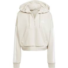 Essentials 3-Stripes French Terry Quarter-Zip Hoodie - White/Black