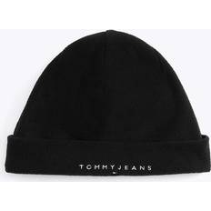 Tommy Hilfiger Black Headgear Tommy Hilfiger Logo Embroidery Fleece Beanie - Black