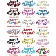 Pink Text & Theme Balloons Shein Happy Birthday Letter Mylar Balloons 13pcs