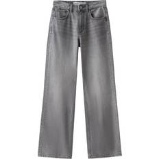 High Waisted 90s Wide Leg Jeans - Washed Grey