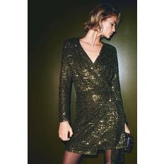 H&M Sequined Wrap Dress - Green
