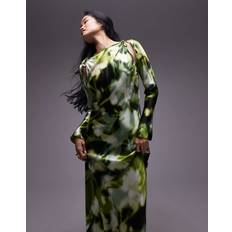 Yoga Dresses Topshop Slash Neck With Arm Cut - Green Floral