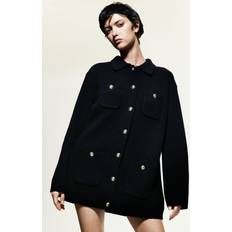 H&M Rib Knit Wool Cardigan - Black