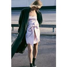 H&M Satin Dresses H&M Bow-front Satin Bandeau Dress - Pink