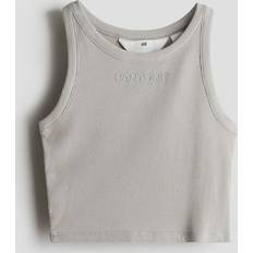 Linnen H&M Flicka Tanktop Med Präglat Tryck - Ljusgrå
