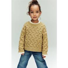 Knitted Sweaters H&M Girls Hole-knit Jumper - Yellow