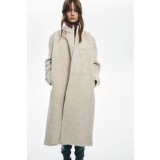 H&M White Coats H&M Ladies - Light beige marl Wool coat - Size: M -