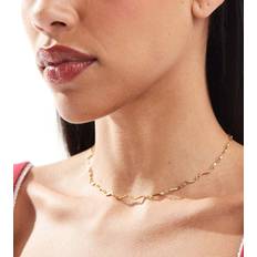 ASOS DESIGN 14k Gold Plated Short Necklace - Gold Tone