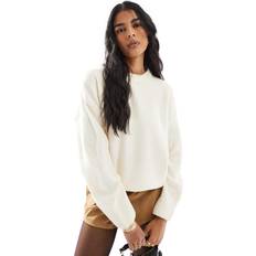 Overdeler Pieces Round Neck Jumper Wide Sleeves - Cream/White