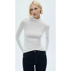 Women - XXS Blouses Mango High Neck Top - White/Black