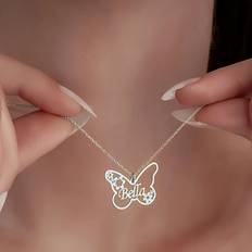 Temu Personalized Customizable Stainless Steel Necklace - Butterfly