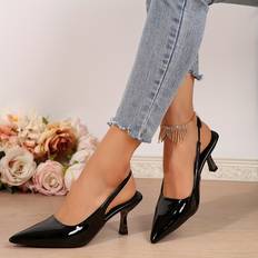 Synthetic Leather Heels & Pumps Temu Elegant High Heeled Pumps - Pointed Toe