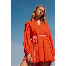 H&M Makramé Klänning med Skärp - Orange/Klarröd