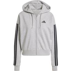 Gris - Mujer Suéteres Three Stripes Full Zip Hoodie - Black