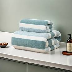 Temu Soft and Fluffy Striped Towel Green, White (140x70cm)