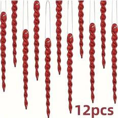 Temu Spiral Icicle Ornaments Set of 12 Christmas Tree Ornament