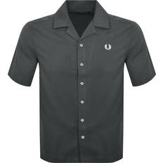 Men - Mesh Shirts Fred Perry Compress Mesh Revere Shirt - Grey