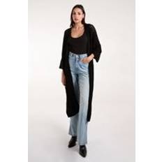 One Size - Woman Cardigans Blue Vanilla Crochet Batwing Long Knit Cardigan - Black